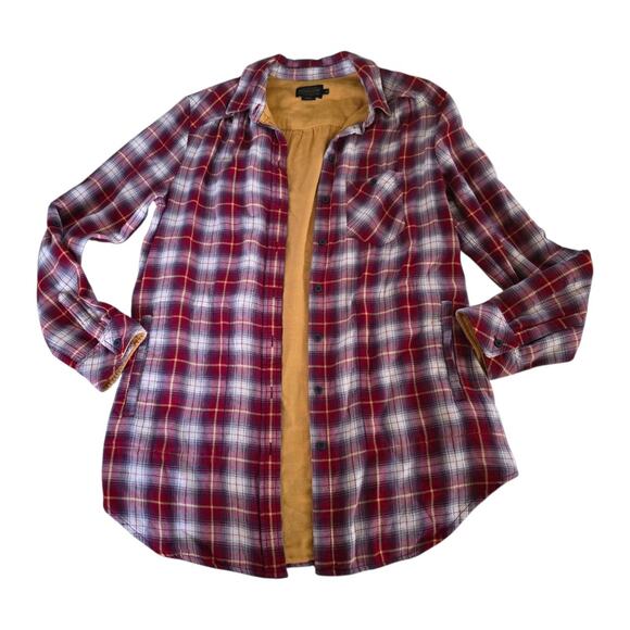 Pendleton Men Button Up Shirt SZ M Flannel Shacket 100% Cotton Plaid Red Yellow - Picture 1 of 8